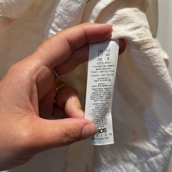 ASOS Peach White Tie Dye Low Back Cotton Oversized Shift Dress 8 - Picture 5 of 7